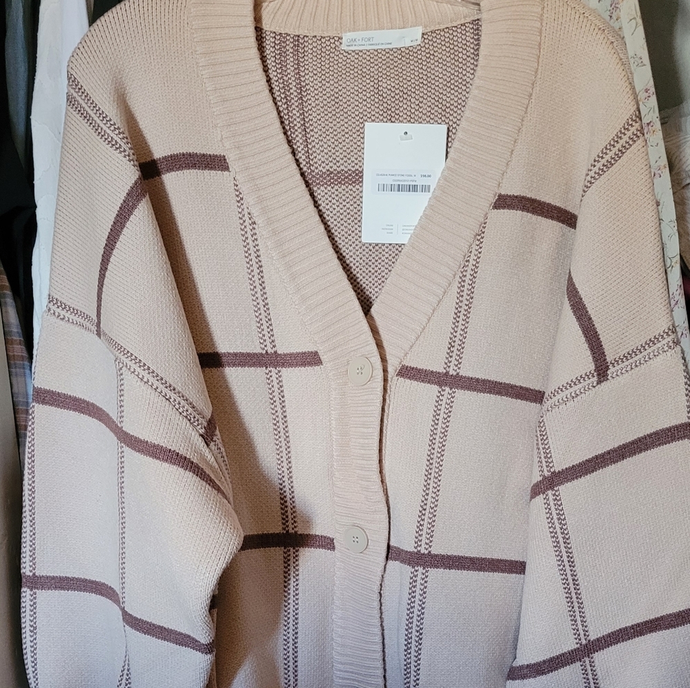 Oak + Fort Cream Plaid Sweater